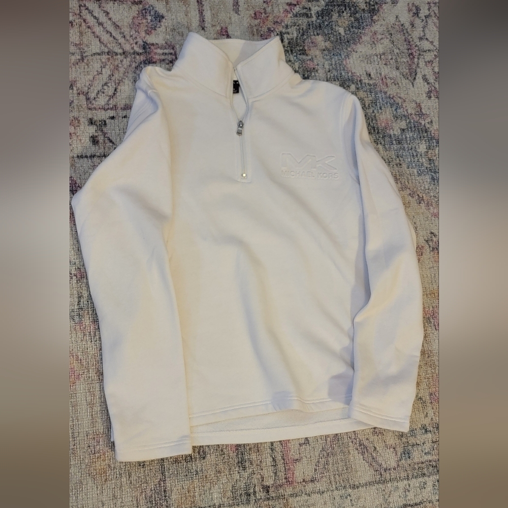 Michael Kors White Quarter-Zip Pullover SIZE M